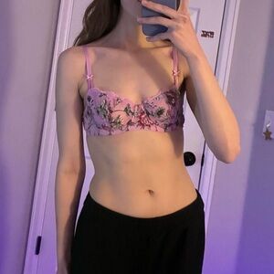 Victoria's Secret pink bra with floral detailing